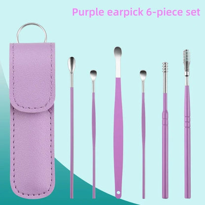 Stainless Steel Ear Cleaning Tool Kit with Pick Set & Storage Bag
