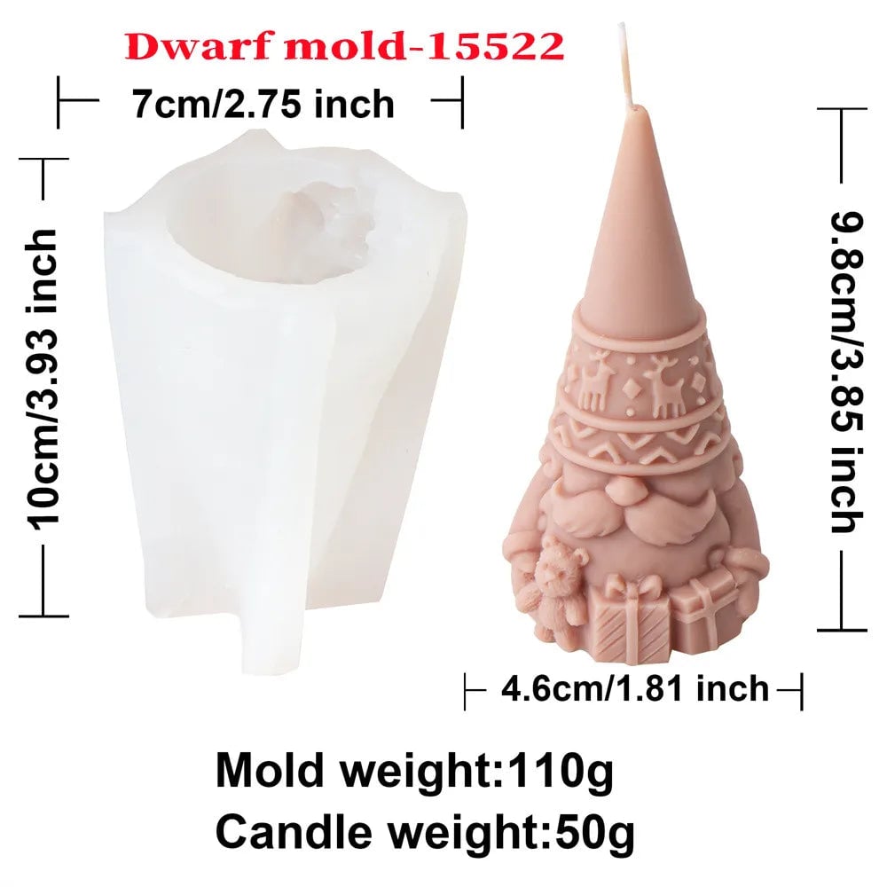 3D Silicone Dwarf Candle Mold - Christmas Plaster Resin Crafting Tool