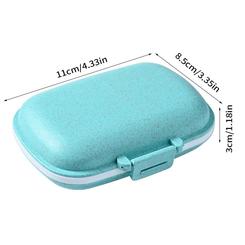 8 Grid Wheat Straw Pill Organizer with Seal Ring Travel Medicine Box