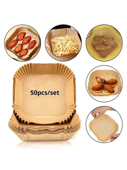 50Pcs Non-Stick Round Air Fryer Paper Liners Disposable Baking