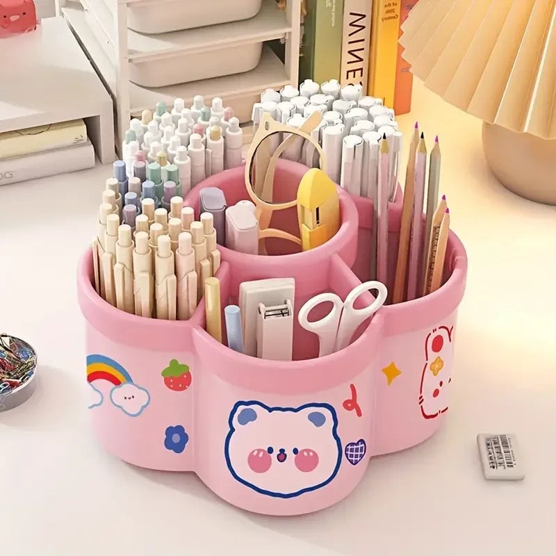 306° Rotating Desk Organizer - Large Capacity Pen Holder Storage