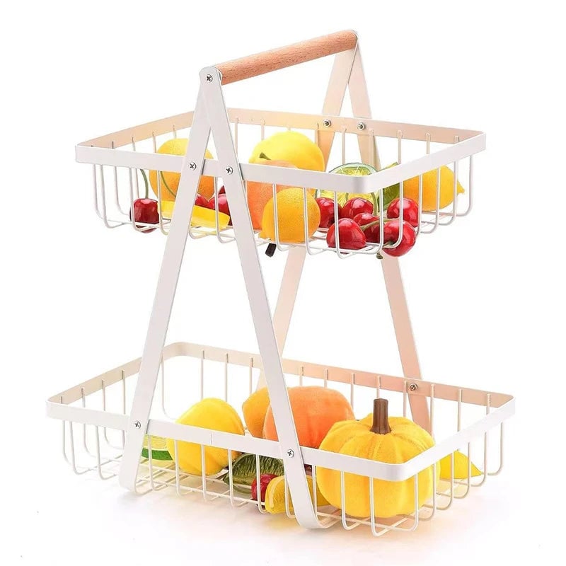 3-Tier Wire Mesh Fruit Storage Basket - Portable Kitchen Organizer