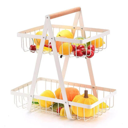 3-Tier Wire Mesh Fruit Storage Basket - Portable Kitchen Organizer