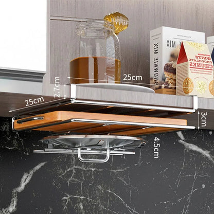 Under Cabinet Storage Basket Rack - Kitchen Cutting Board Organizer