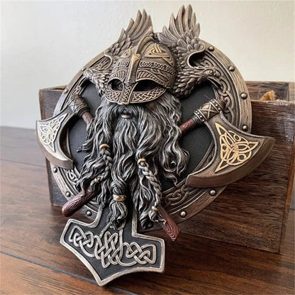 Ares Viking Warrior Axe Wall Plaque - Valhalla Sculpture Hanging