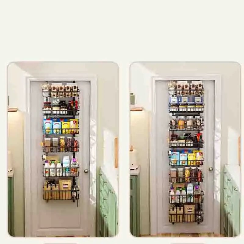 Iron Over-Door Multi-Layer Storage Basket Adjustable No-Drill Shelf