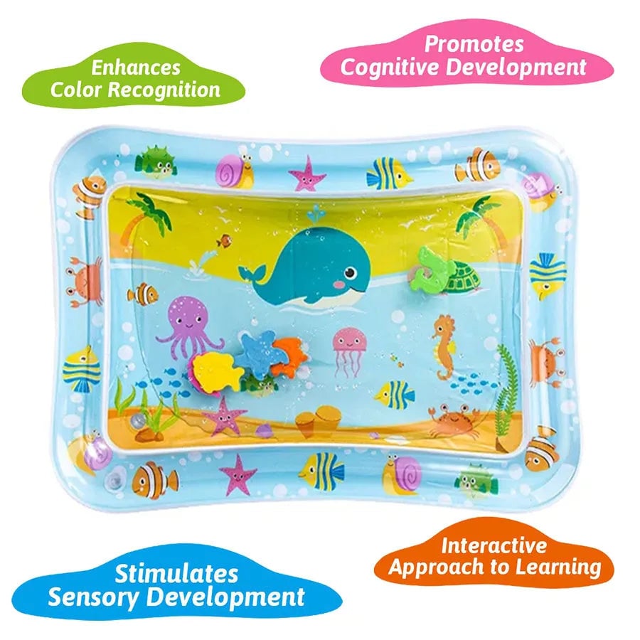 PVC Baby Water Play Mat - Inflatable Tummy Time Activity Cushion