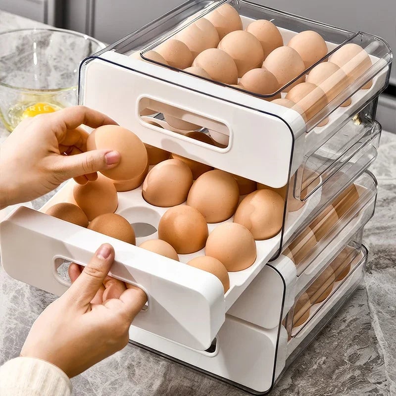 32-Compartment Drawer Style Refrigerator Egg Storage Organizer Box