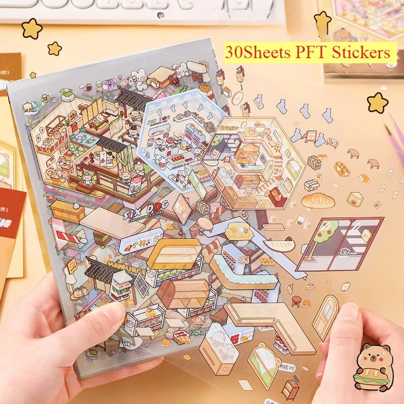 20PCS 3D Capybara Landscape Stickers Collection Book Album DIY Toy