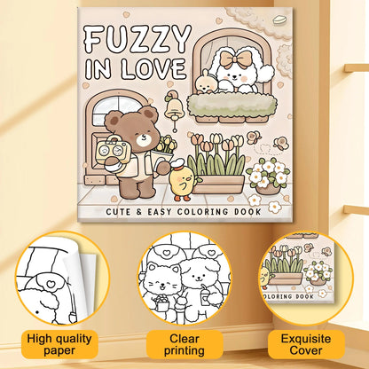 FUZZY IN LOVE Adult Coloring Book - Bold Easy Patterns & Cute Drawings