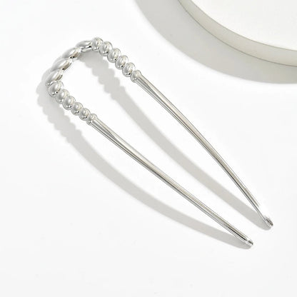 Metal Alloy U-Shaped Hair Forks Hammer Pattern Hairpins Women