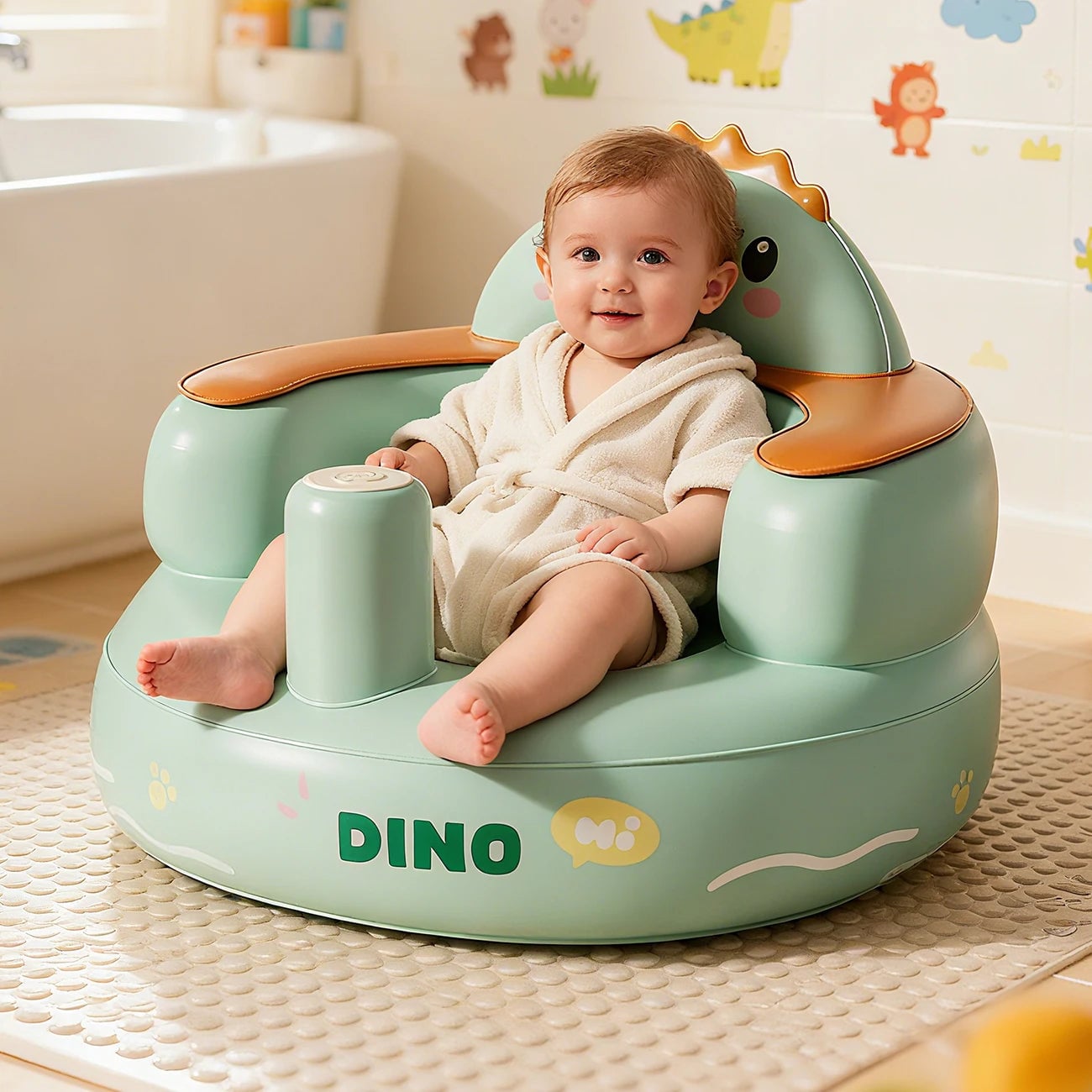 Inflatable Baby Floor Seat Built-in Air Pump 3+ Months Sit Me Up Chair