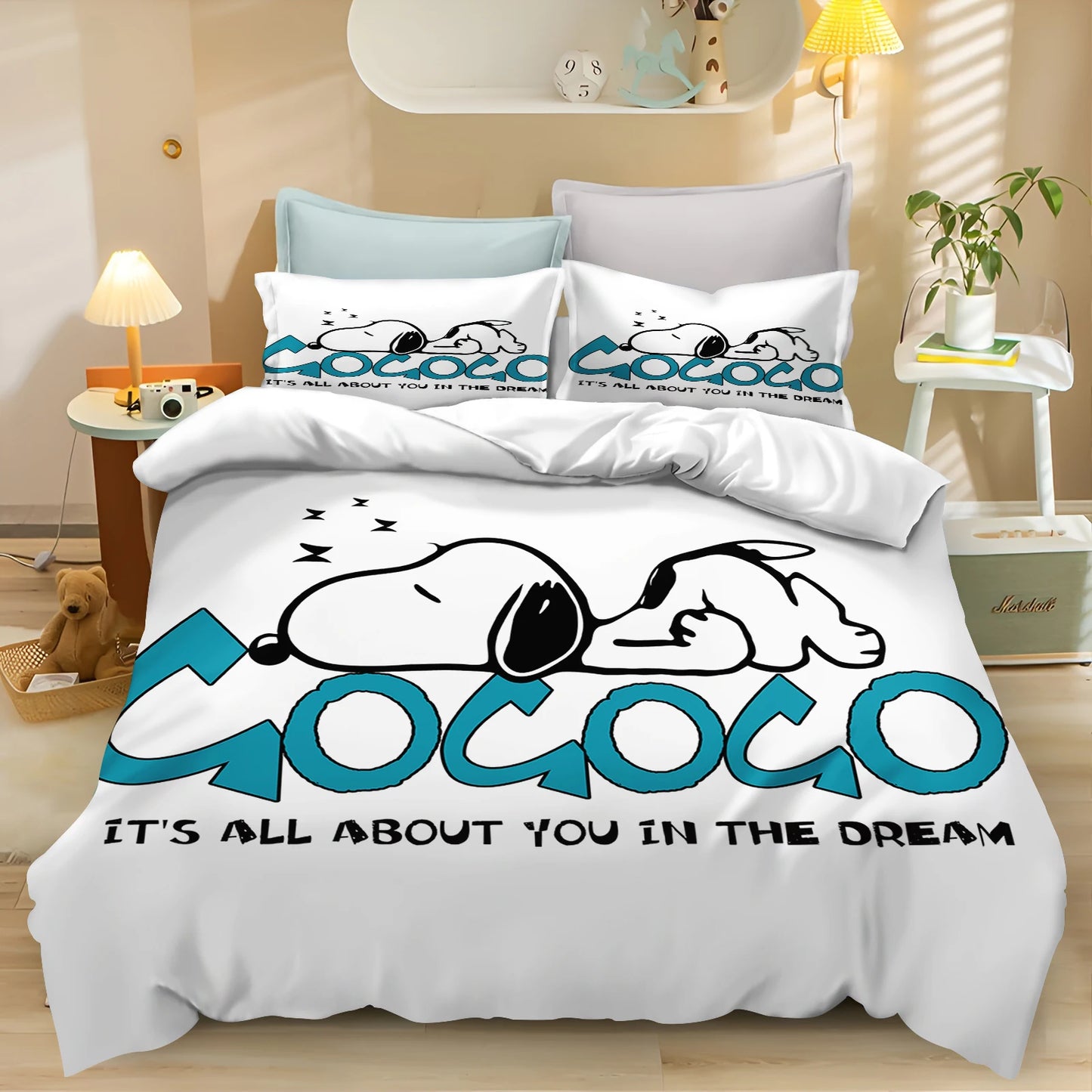 Snoopy Peanuts 3D King Size Duvet Cover Comforter Bedding Set