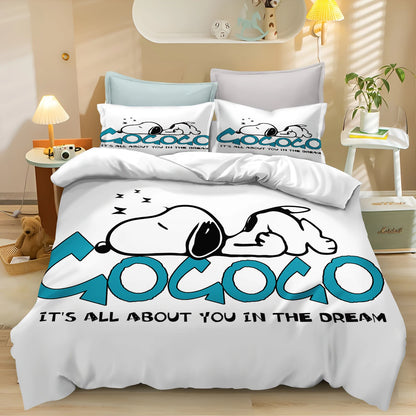 Snoopy Peanuts 3D King Size Duvet Cover Comforter Bedding Set