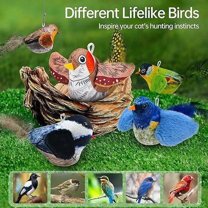 Interactive Bird Cat Toy - Wall Mount Sound Catnip Teaser Indoor Play