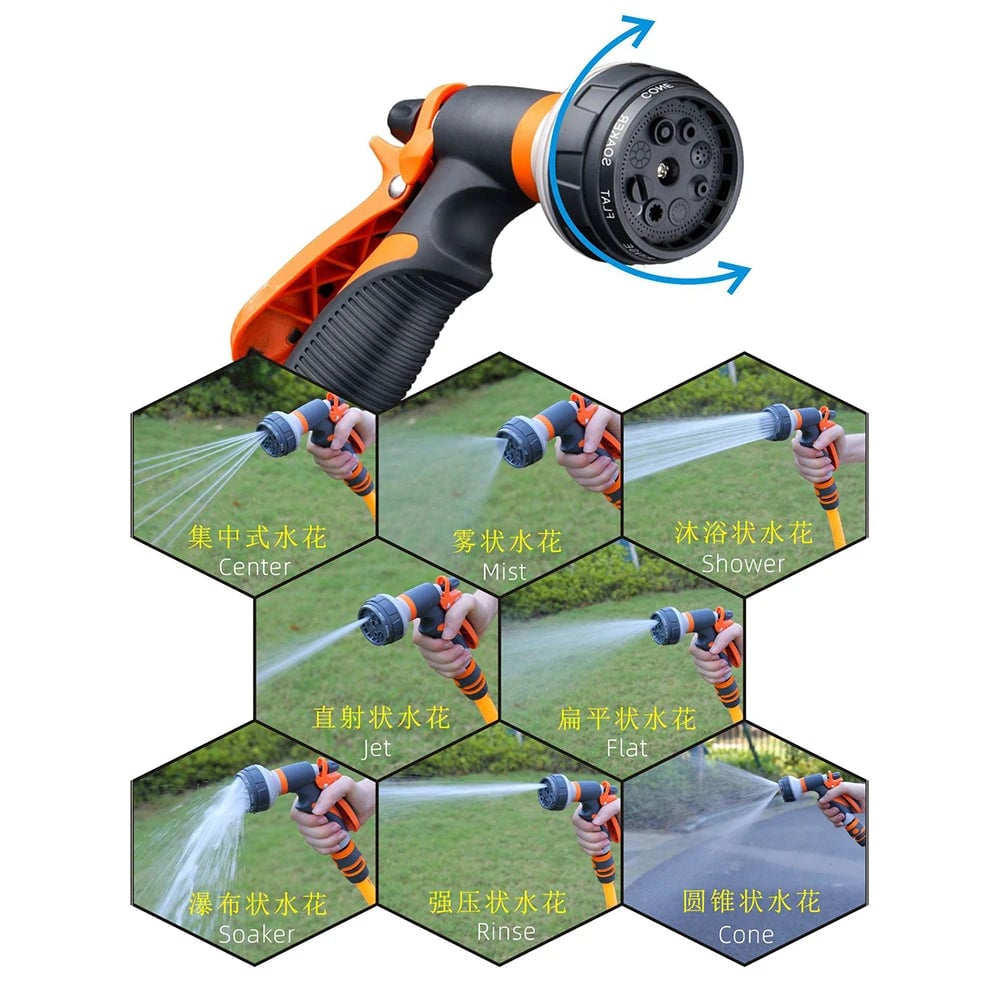 High Pressure Garden Sprayer Nozzle 8 Mode Watering Gun Plant Lawn