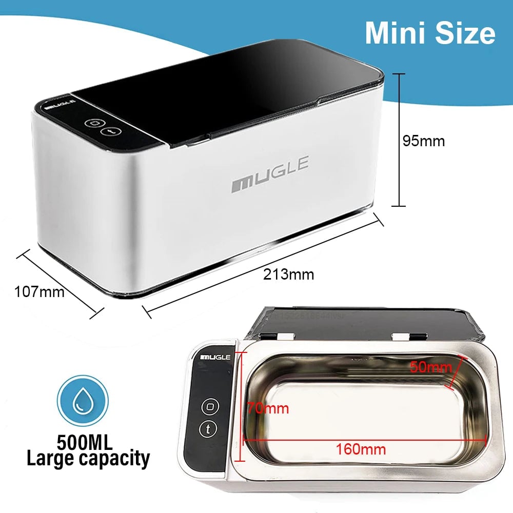 46kHZ Ultrasonic Cleaner Machine for Glasses Jewelry Eyewear