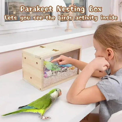 Transparent Parakeet Cockatiel Nesting Box Easy Clean Bird House
