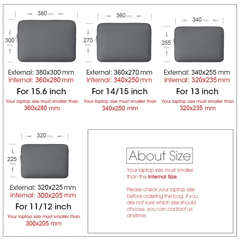 Universal Laptop Sleeve Case 13-15.6" Xiaomi Dell Lenovo MacBook