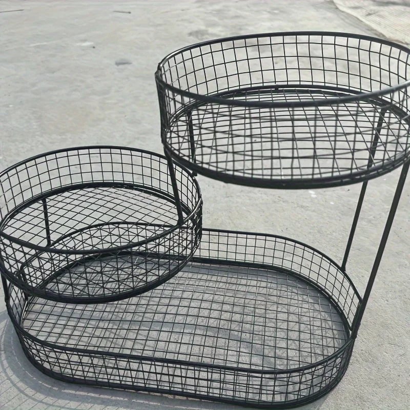 Stainless Steel Multi-Layer Round Fruit Basket Storage Display Rack