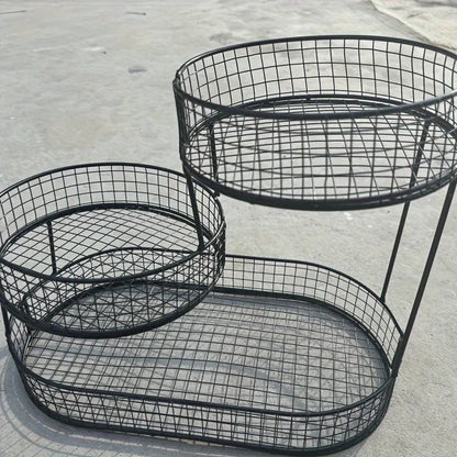 Stainless Steel Multi-Layer Round Fruit Basket Storage Display Rack