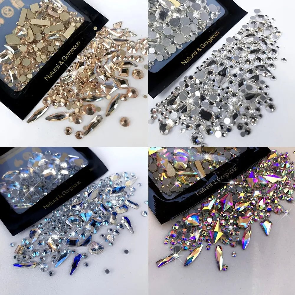150pcs Glass Rhinestones + 20pcs Shaped Beads Nail Art DIY Kit