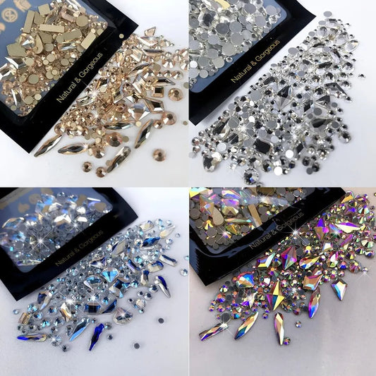 150pcs Glass Rhinestones + 20pcs Shaped Beads Nail Art DIY Kit