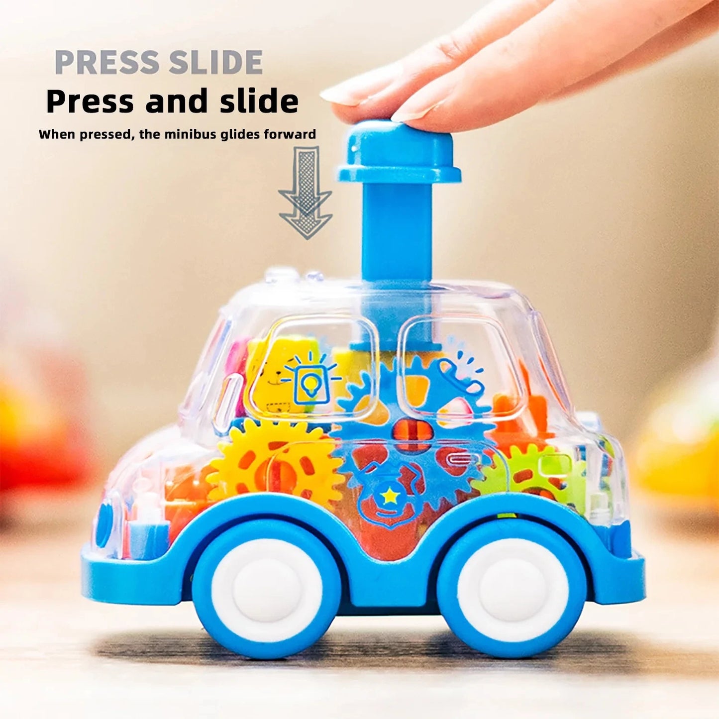 Transparent Cartoon Gear Car Toy - Inertia Pull-Back Action Kids Gift