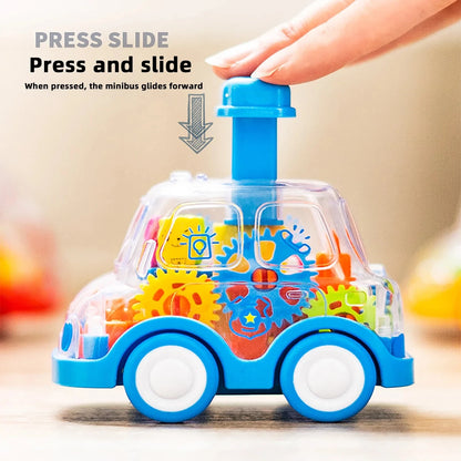 Transparent Cartoon Gear Car Toy - Inertia Pull-Back Action Kids Gift
