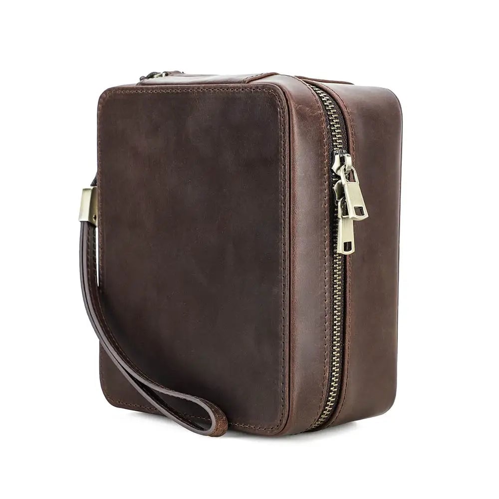 Genuine Leather Multi-Compartment Jewelry Storage Box for Watches