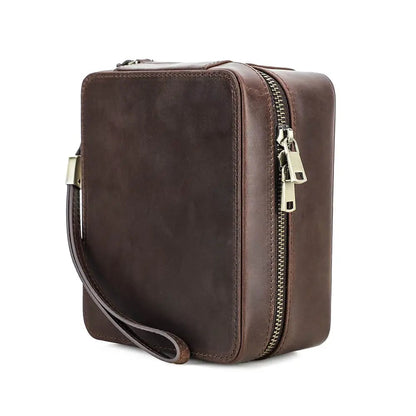 Genuine Leather Multi-Compartment Jewelry Storage Box for Watches