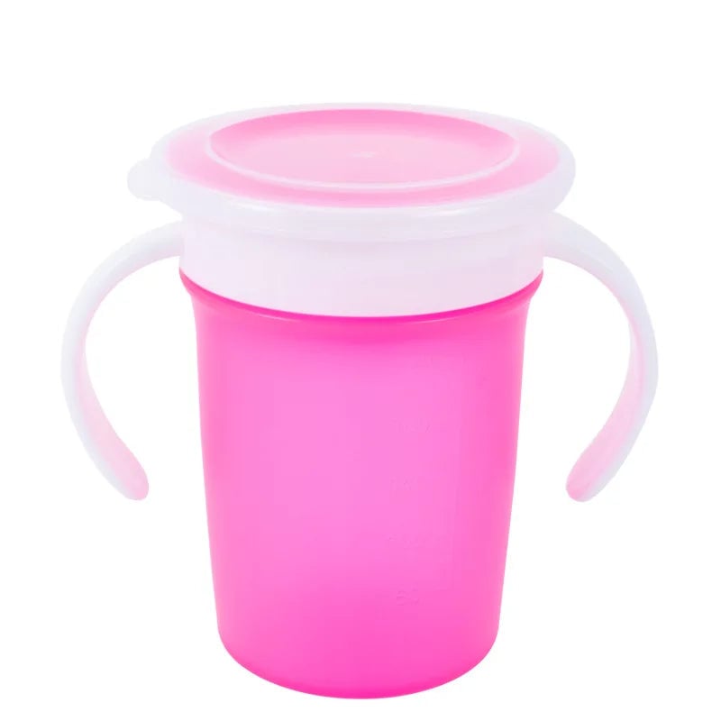 360° Rotated Baby Learning Cup Double Handle Flip Lid Leakproof