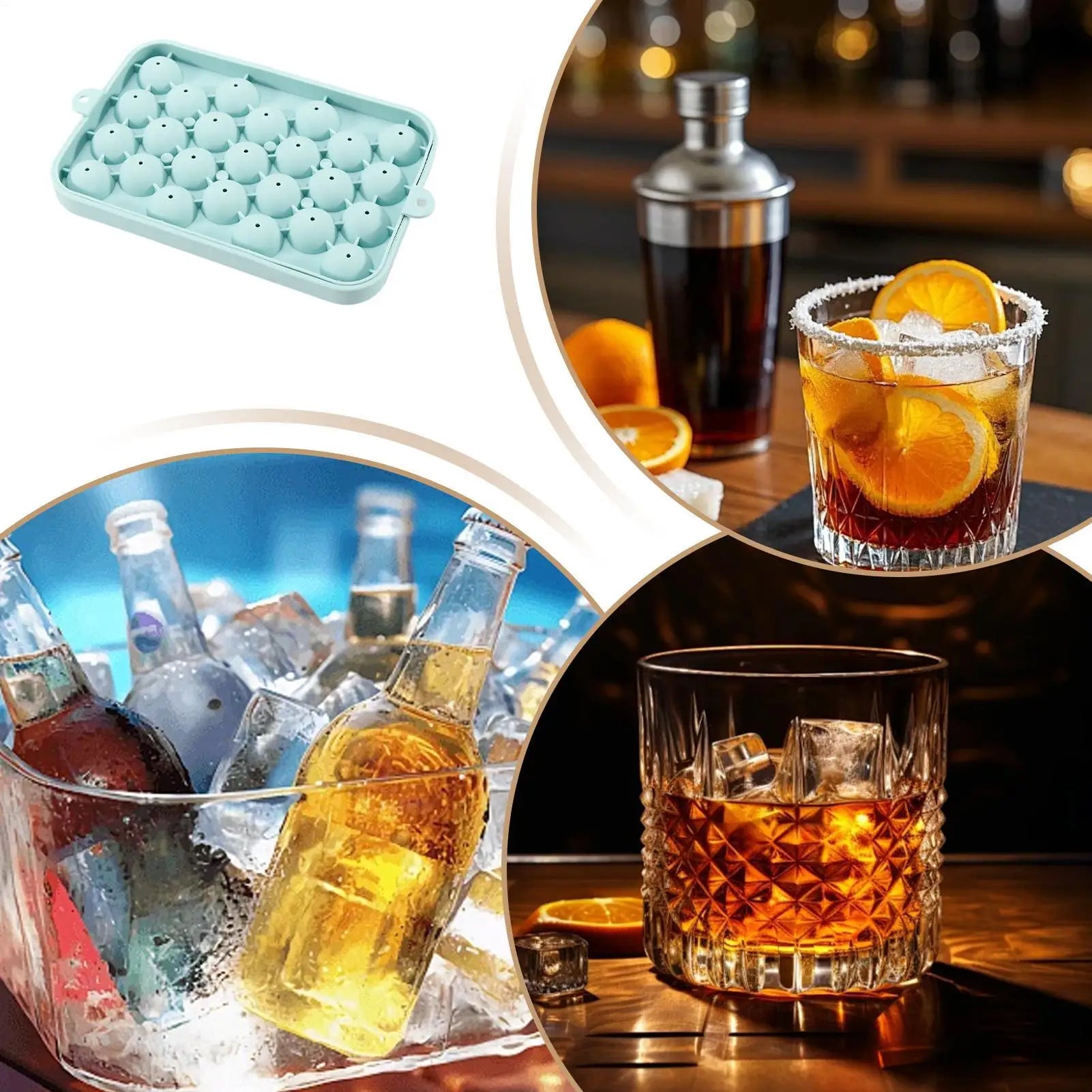 Silicone 3D Round Ball Ice Mold Tray for Whisky & Cocktails