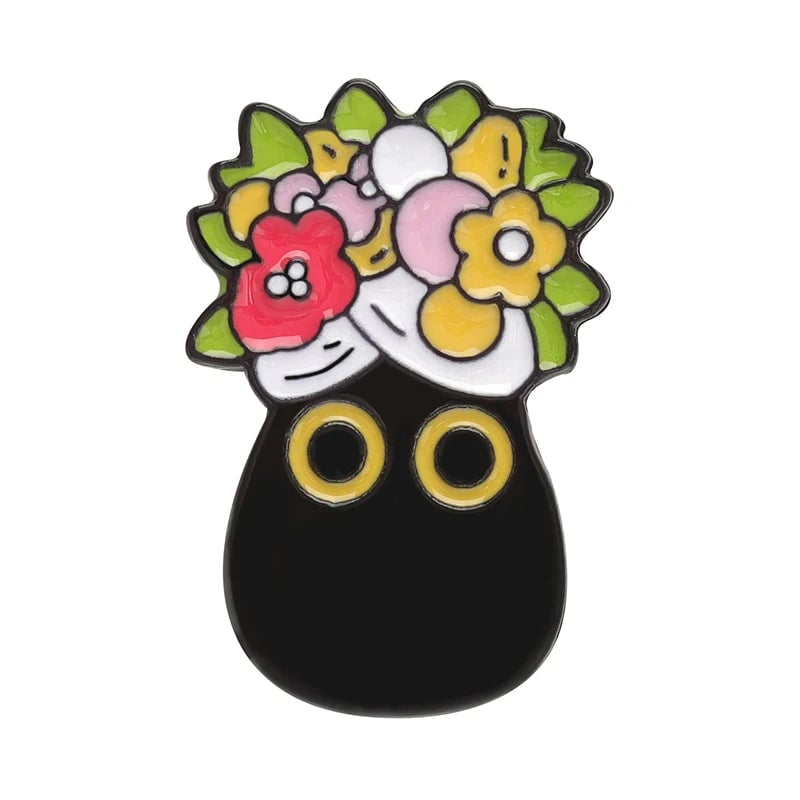 Black Cat Enamel Pin - Big Eyes Kitten Brooch Lapel Badge Jewelry