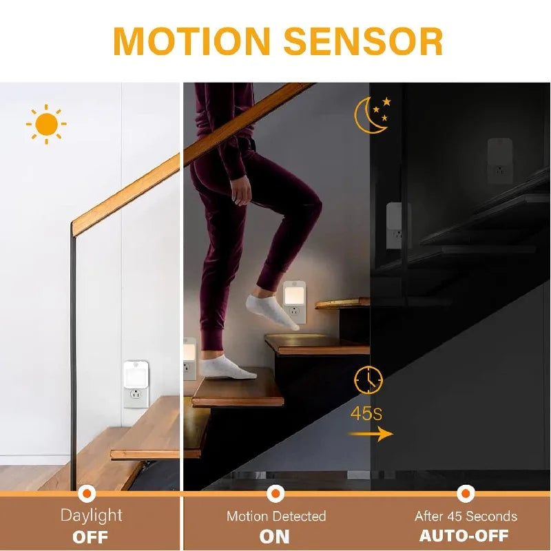 Motion Sensor LED Night Light EU Plug Dimmable Wireless Cabinet