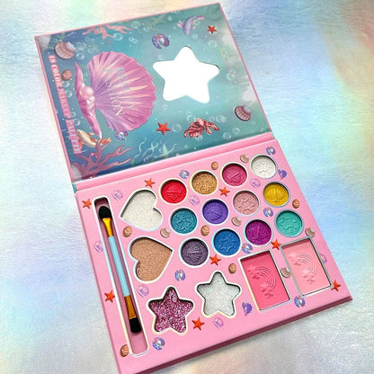 18-Color Fluorescent Pink Matte Eyeshadow Palette with Mirror