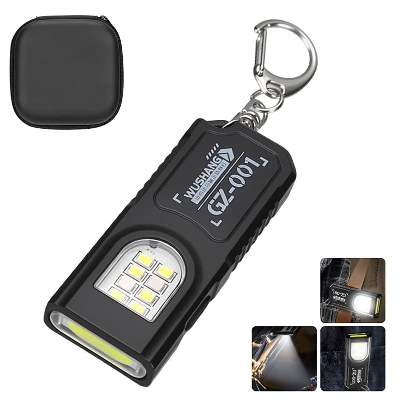 Mini COB LED Keychain Flashlight USB Rechargeable Waterproof Light