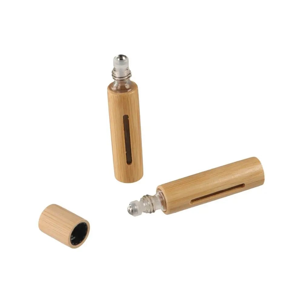Bamboo Wood Roller Ball Bottles - Essential Oil Sample Vials 10ml