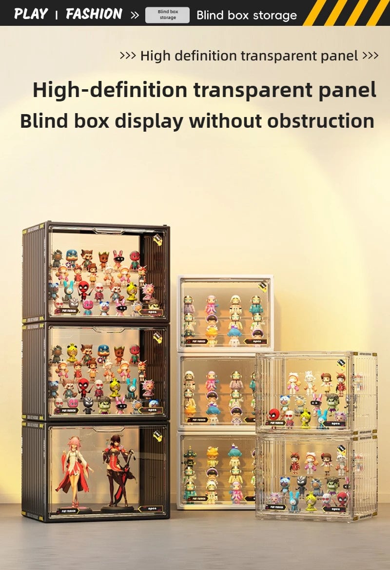 3-Tier Acrylic Display Case Dustproof Step Shelf Anime Figures