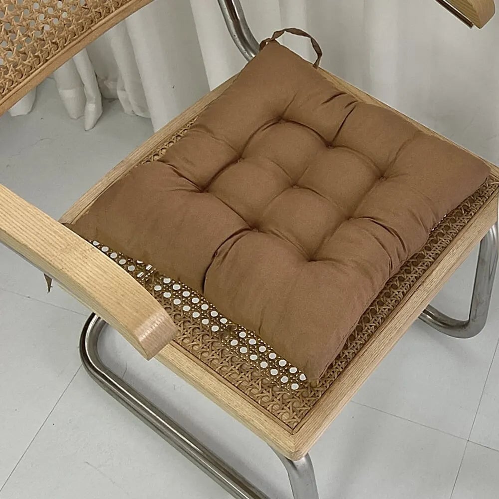 Premium Linen Cotton Square Chair Cushion with Backrest Support