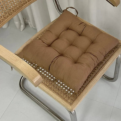 Premium Linen Cotton Square Chair Cushion with Backrest Support