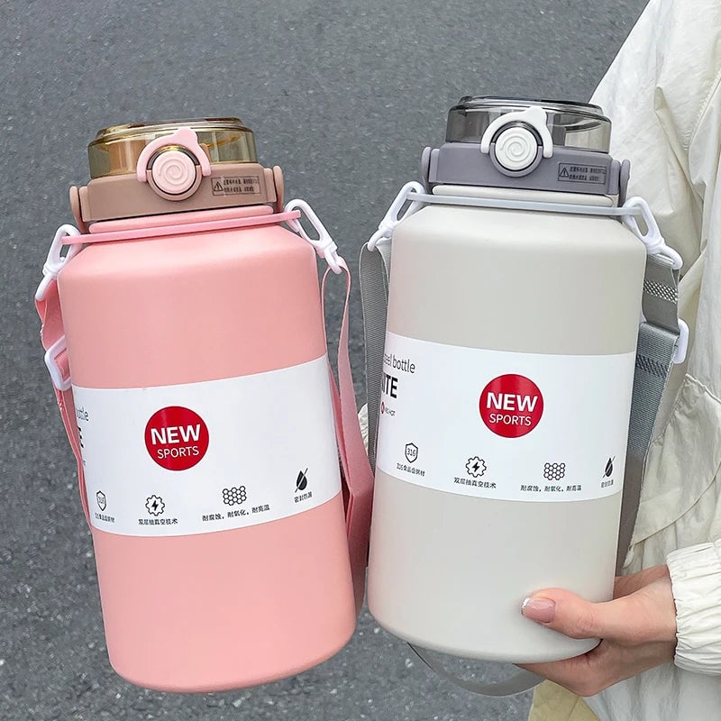 2000ml Stainless Steel Thermos Mug - Insulated Water Bottle Handle