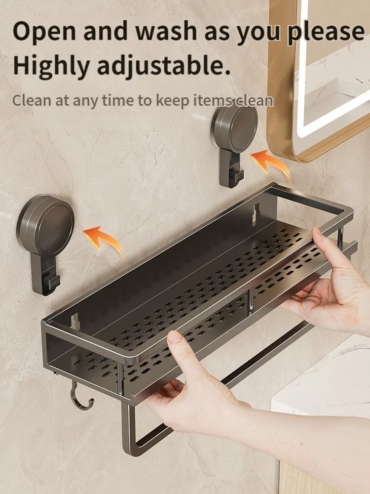 Wall Mounted Non-Perforated Towel Rack Multi-Room Storage Organizer