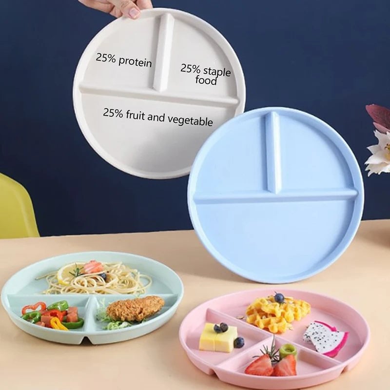 3-Compartment Portion Control Dinner Plate - Microwave Safe PP
