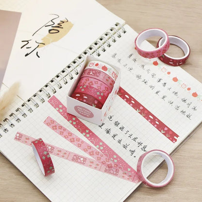 5PC Kawaii Washi Tape Set Japanese Cute Scrapbook Journaling Supplies