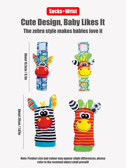 4pcs Baby Wrist Rattle Socks Set 0-12 Months Early Development Toys