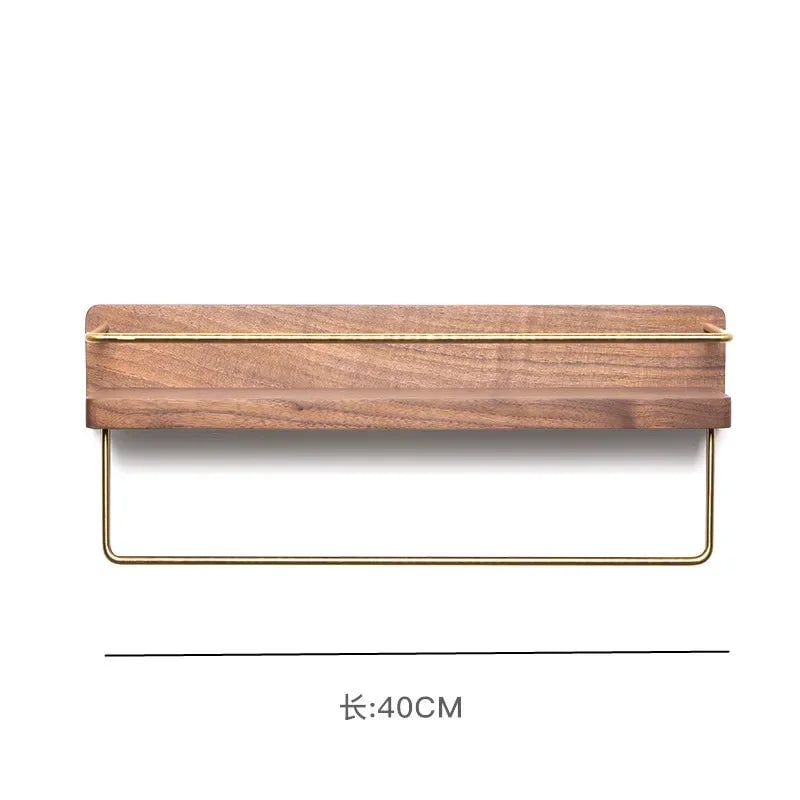 Wall Mounted Wooden Towel Rack Paper Holder Bathroom Storage Shelf