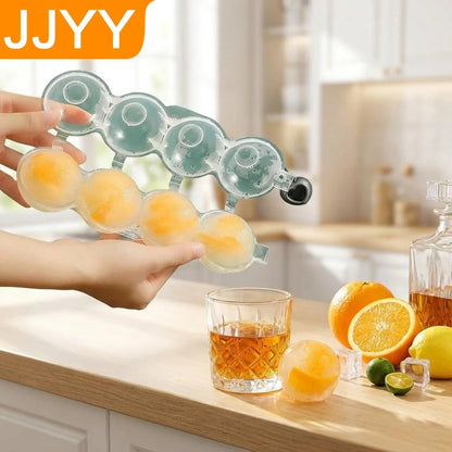 4 Cavity Silicone Whiskey Ice Ball Mold - Premium Cocktail Maker