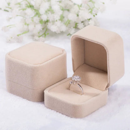 Rounded Flannelette Ring Box - Flocked Jewelry Storage Organizer