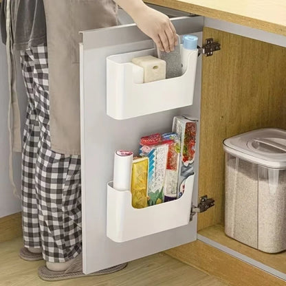 Wall Mount Cabinet Door Storage Box with Cling Film Hooks Bathroom